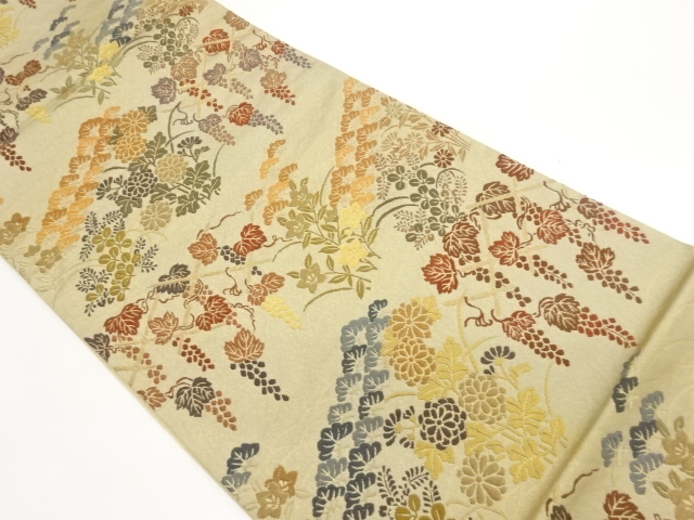 JAPANESE FUKURO OBI / WOVEN GRAPE ARABESQUE